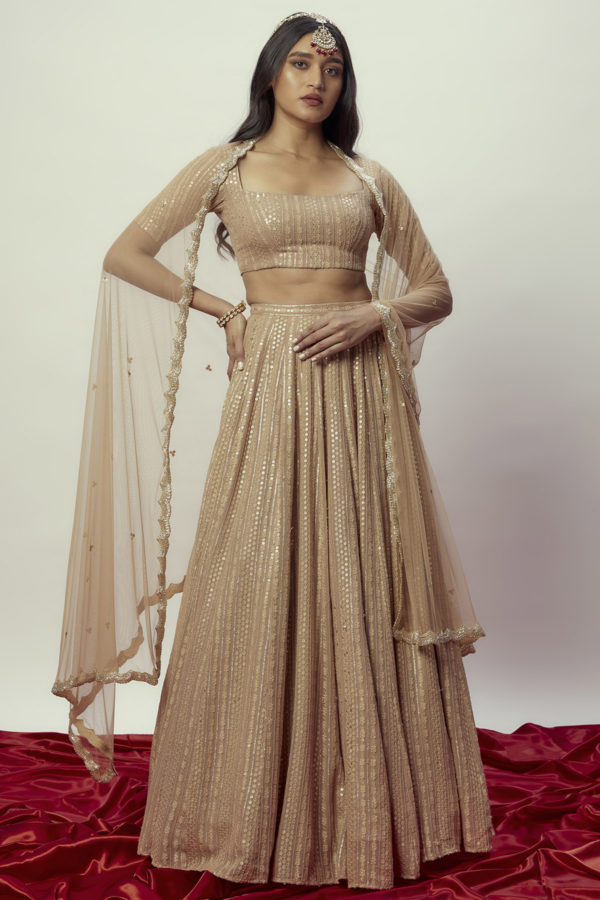 Arya Rose Gold Lehenga Black Thread Co Arya Rose Gold Lehenga Black Thread Co