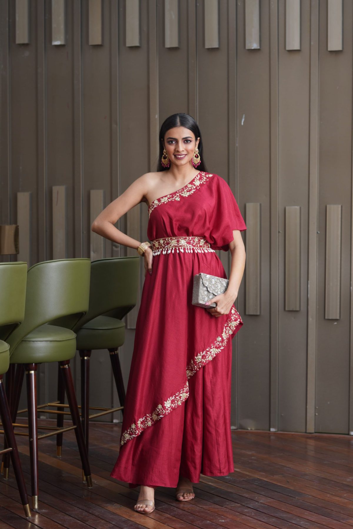 Amber One Shoulder Gown Black Thread Co