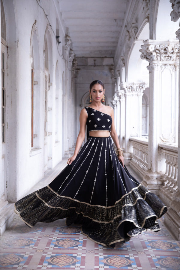 Anaya Midnight Black Lehenga Black Thread Co
