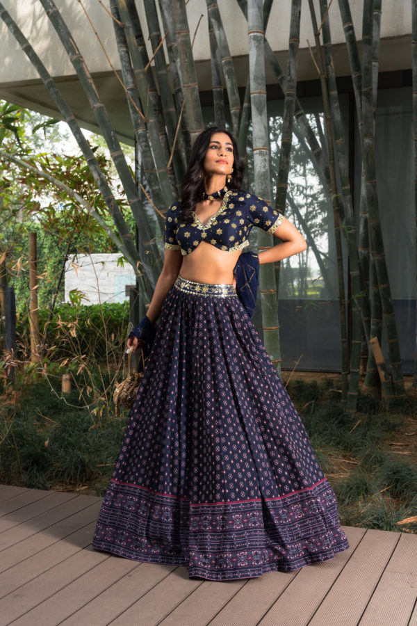 Arshiya Navy Blue Lehenga Black Thread Co Arshiya Navy Blue Lehenga Black Thread Co