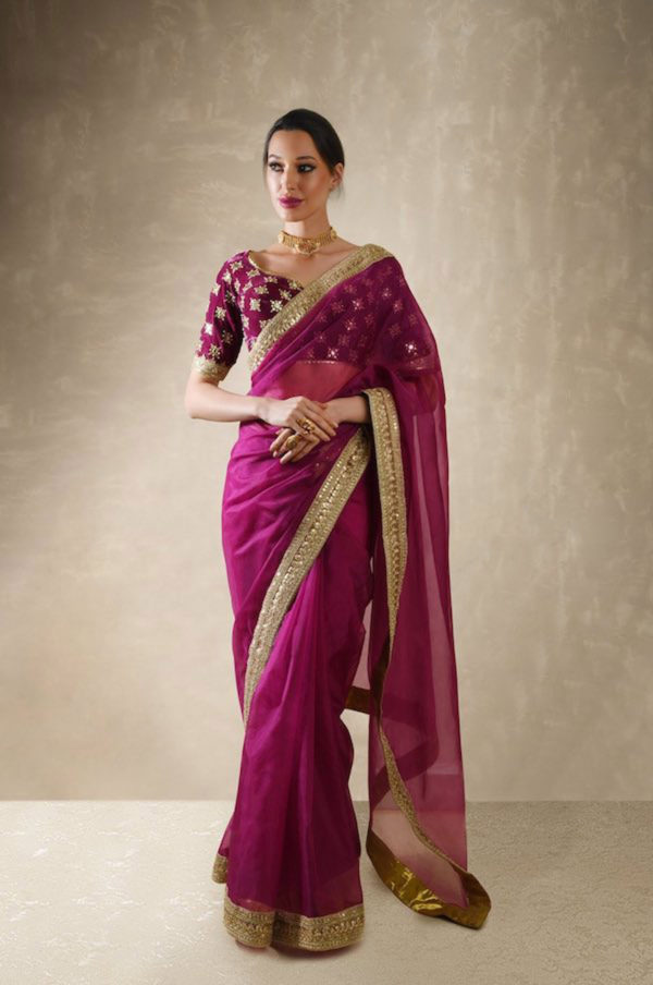 Clover Velvet Organza Pomegranate Saree Black Thread Co Clover Velvet Organza Pomegranate Saree Black Thread Co
