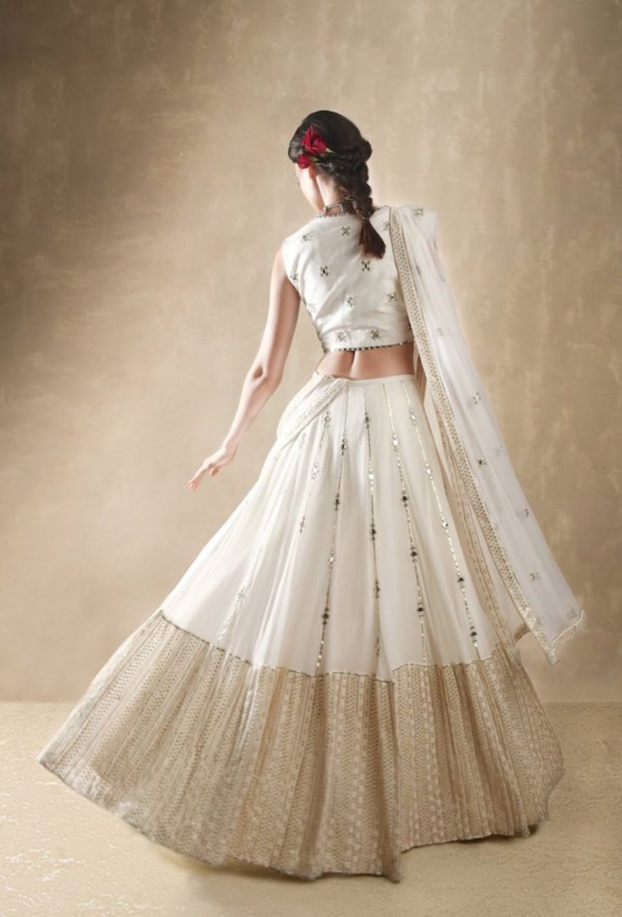 Daisy Porcelain White Lehenga Black Thread Co 7