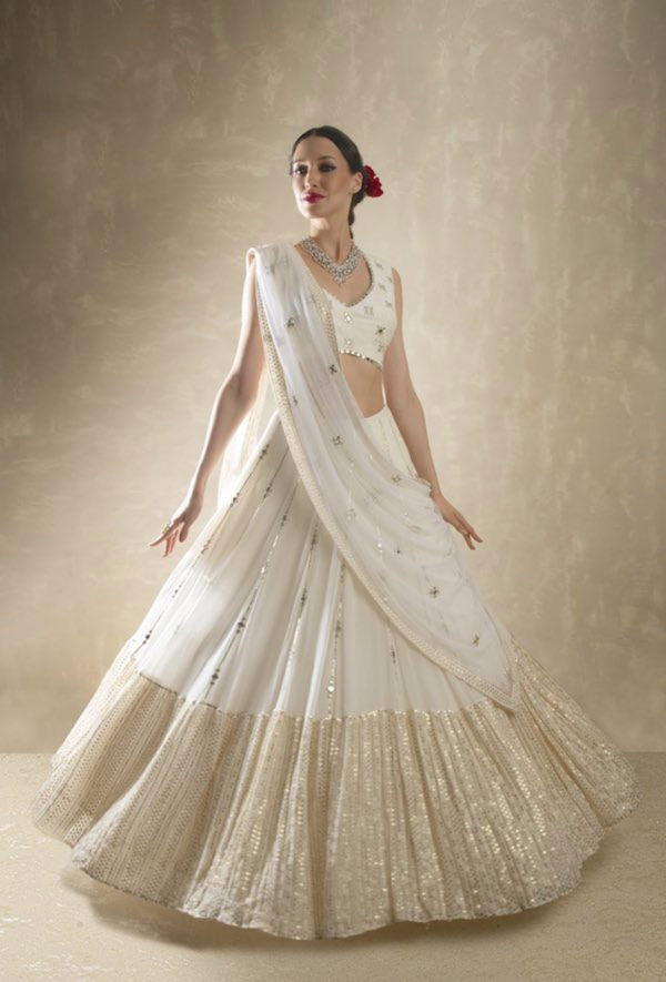 Daisy Porcelain White Lehenga Black Thread Co Daisy Porcelain White Lehenga Black Thread Co