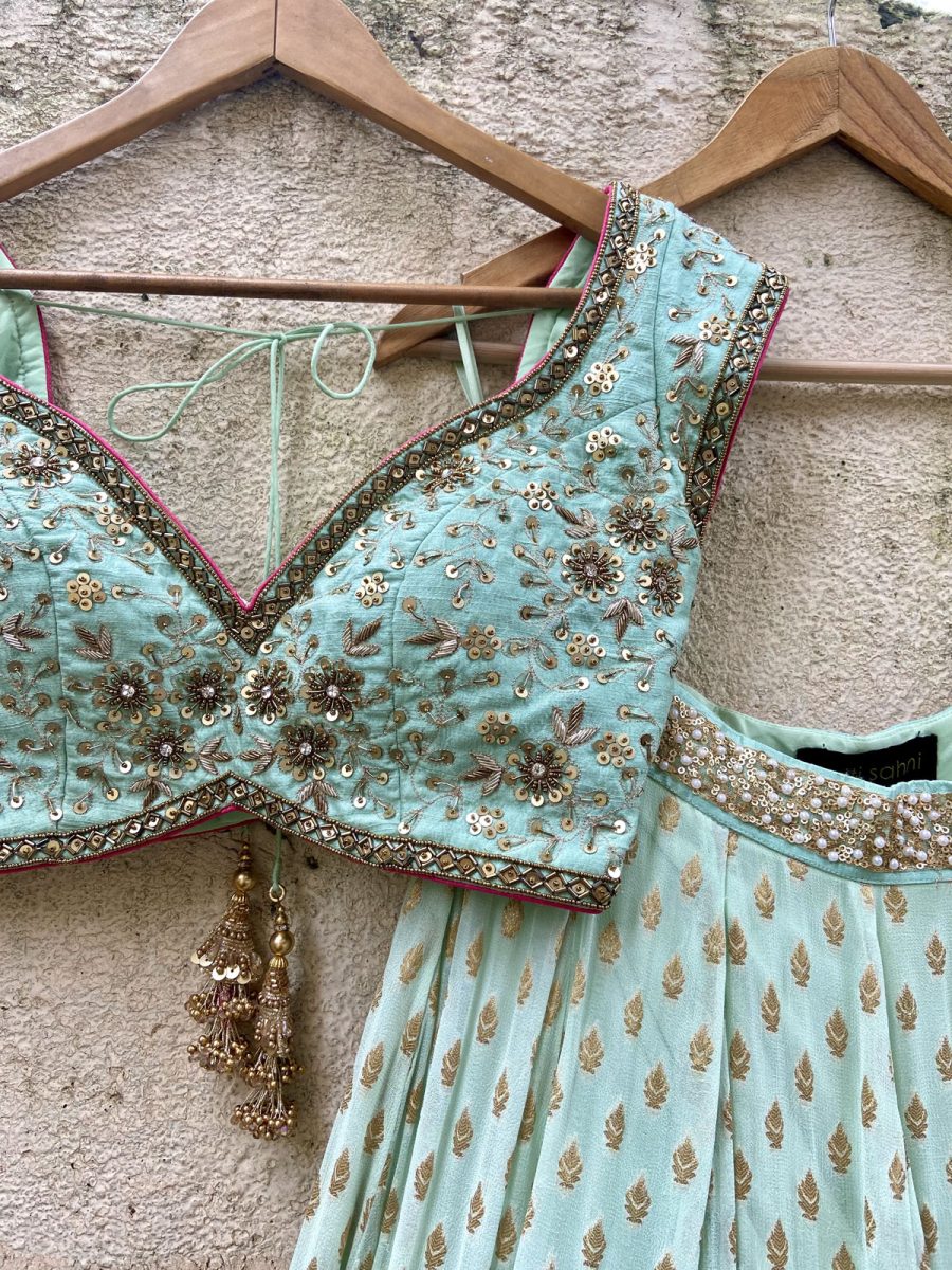 Mint Green Sharmily Lehenga Set Black Thread Co 5