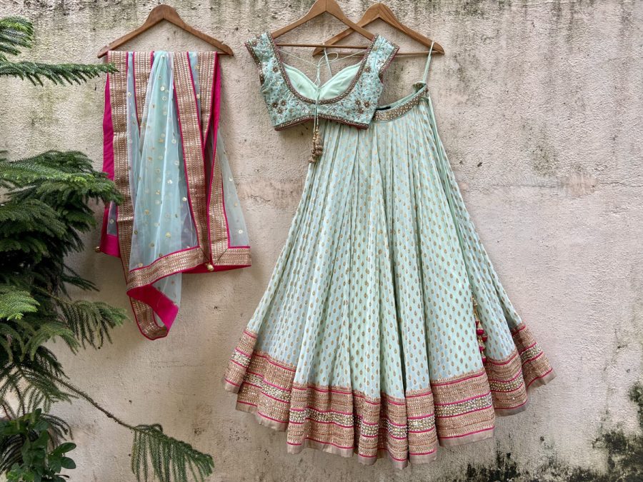 Mint Green Sharmily Lehenga Set Black Thread Co 8