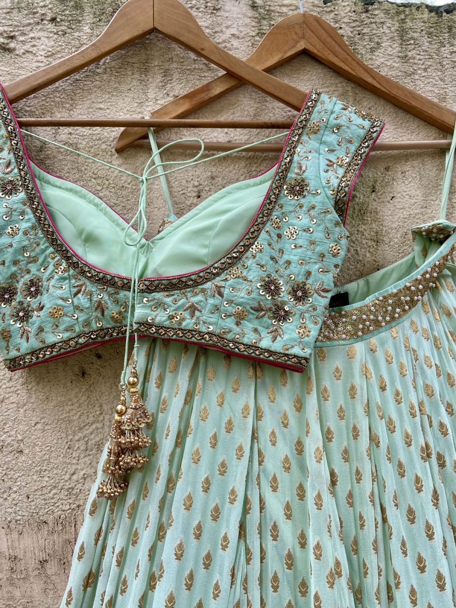 Mint Green Sharmily Lehenga Set Black Thread Co 7