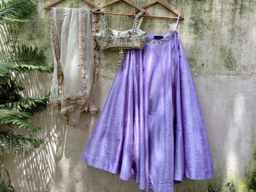 Tea Green and Lavender Lehnega Set Black Thread Co 7