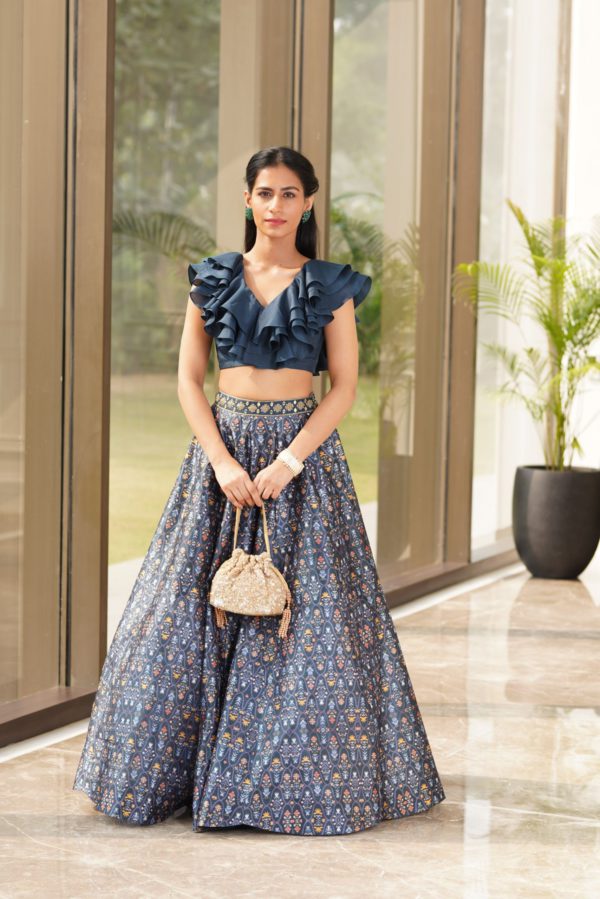 Imaara Teal Green Lehenga Black Thread Co Imaara Teal Green Lehenga Black Thread Co