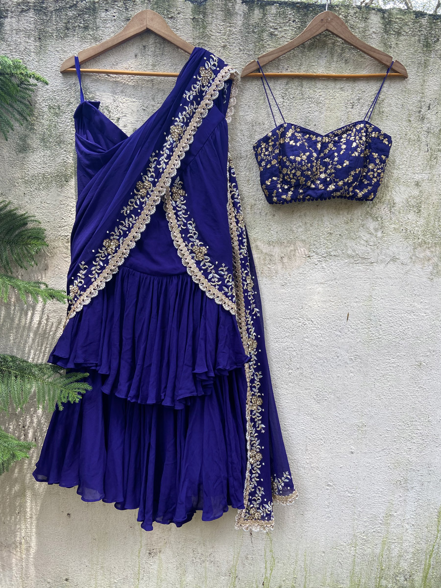 Deep Green Sequin and Zardozi Lehenga Set Black Thread Co 2
