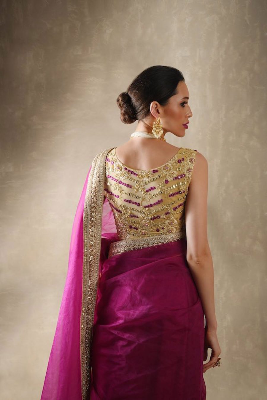 Indigo Organza Pomegranate Saree - Image 2