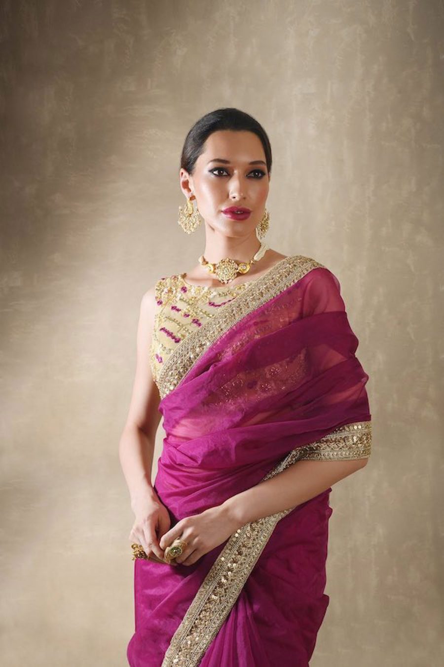 Indigo Organza Pomegranate Saree - Image 3