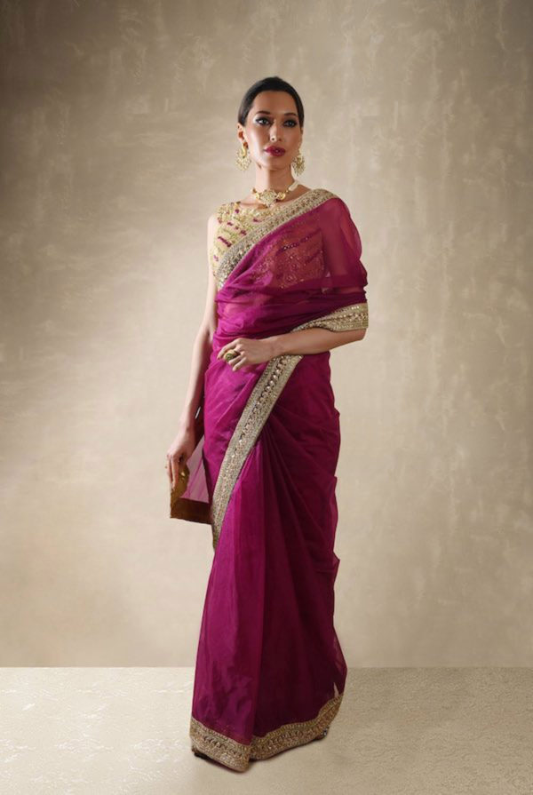 Indigo Organza Pomegranate Saree Black Thread Co Indigo Organza Pomegranate Saree Black Thread Co