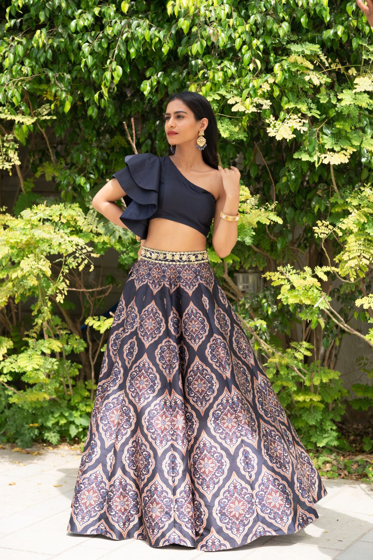 Kaya Printed Lehenga Set Black Thread Co