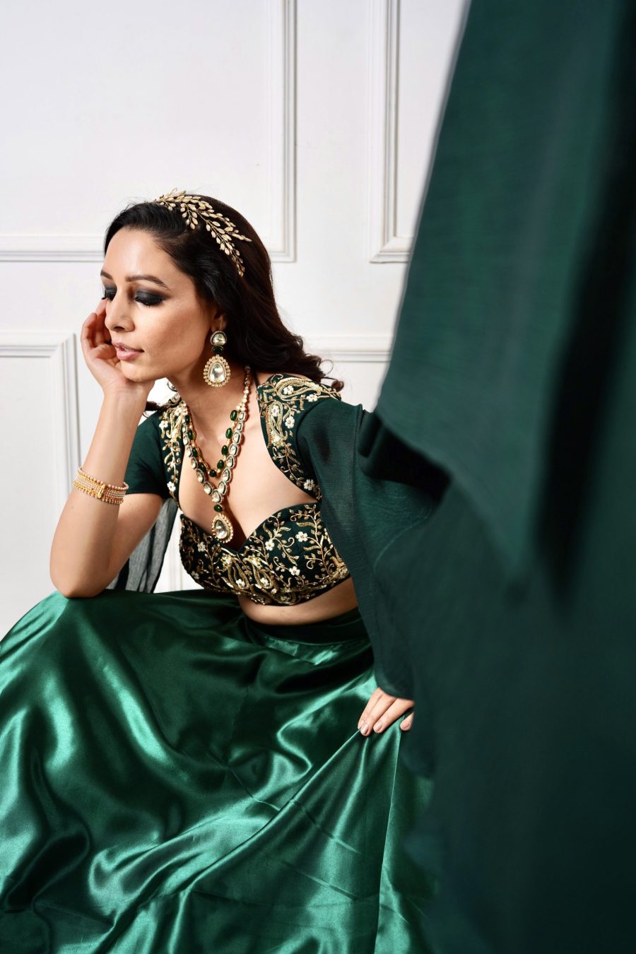 Meera Green Blackout Satin Lehenga Black Thread Co 21