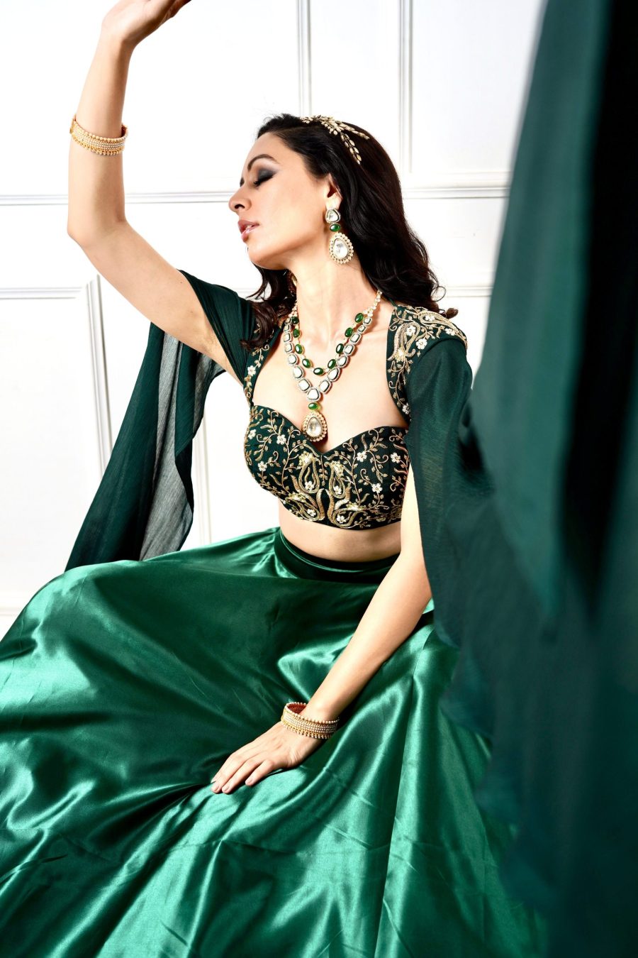 Meera Green Blackout Satin Lehenga Black Thread Co 22