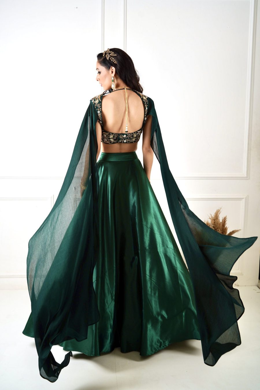 Meera Green Blackout Satin Lehenga Black Thread Co 23