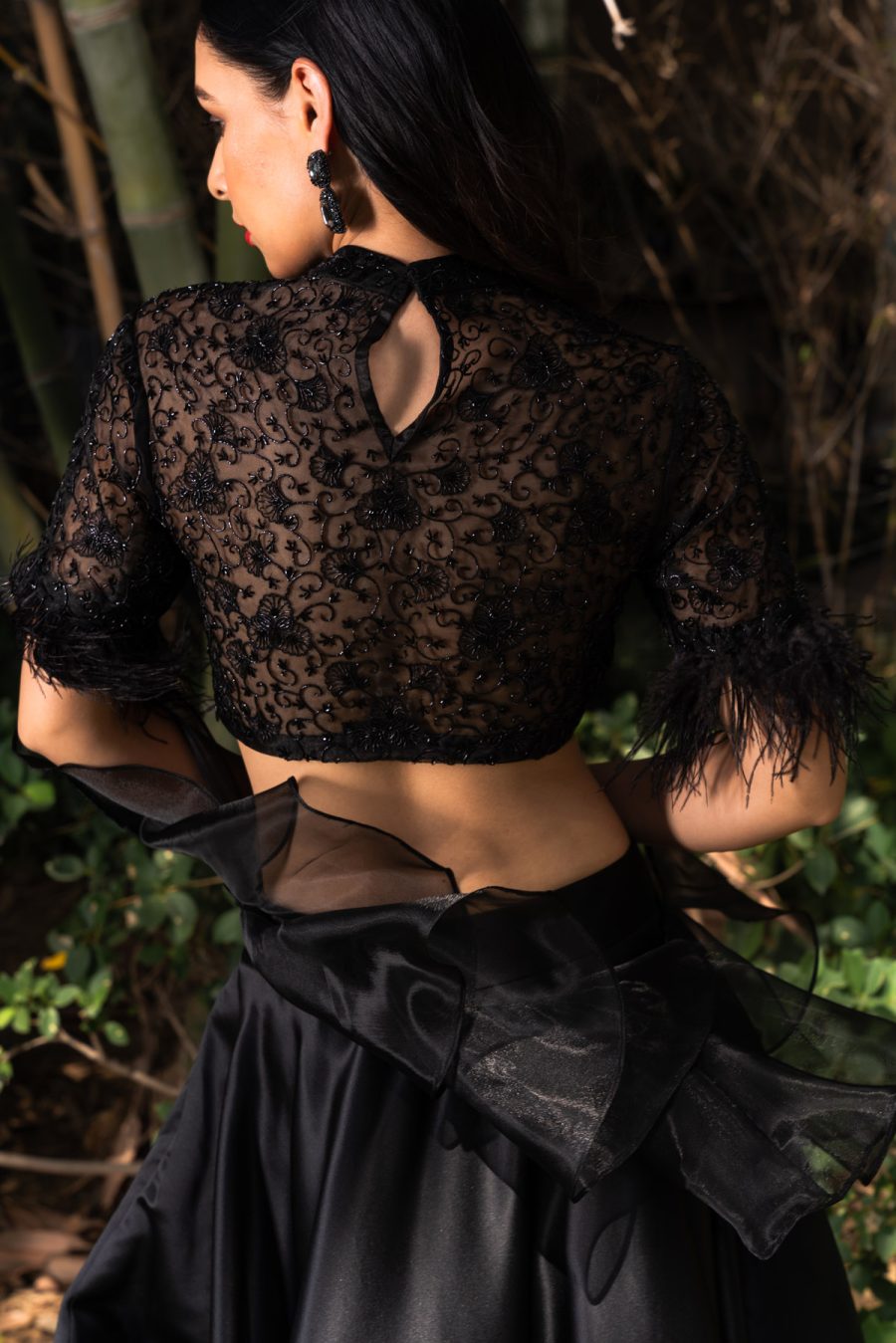 Maheem Black Organza Lehenga Black Thread Co 5