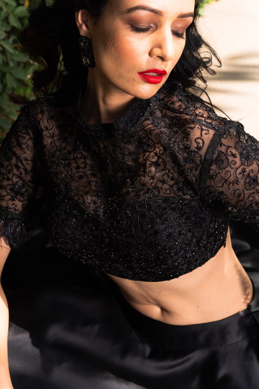 Maheem Black Organza Lehenga Black Thread Co 8