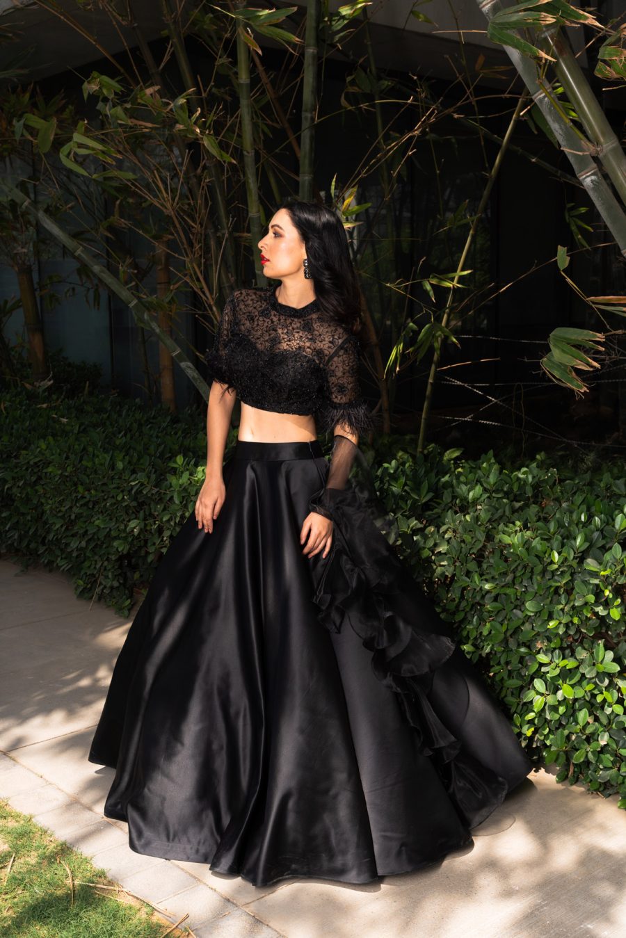 Maheem Black Organza Lehenga Black Thread Co 9