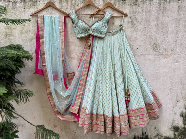 Mint Green Sharmily Lehenga Set Black Thread Co Mint Green Sharmily Lehenga Set Black Thread Co