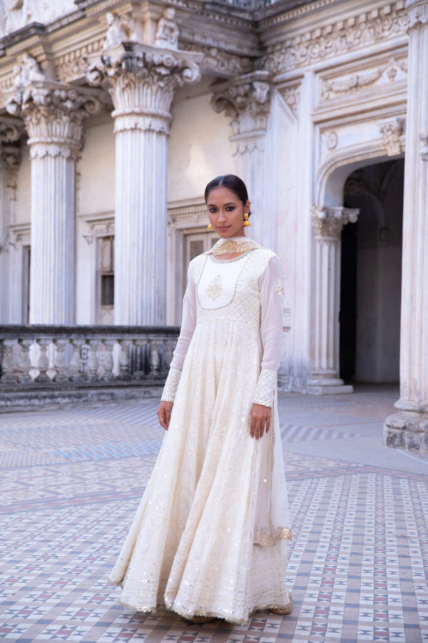 Noor Ivory Anarkali Black Thread Co Noor Ivory Anarkali Black Thread Co