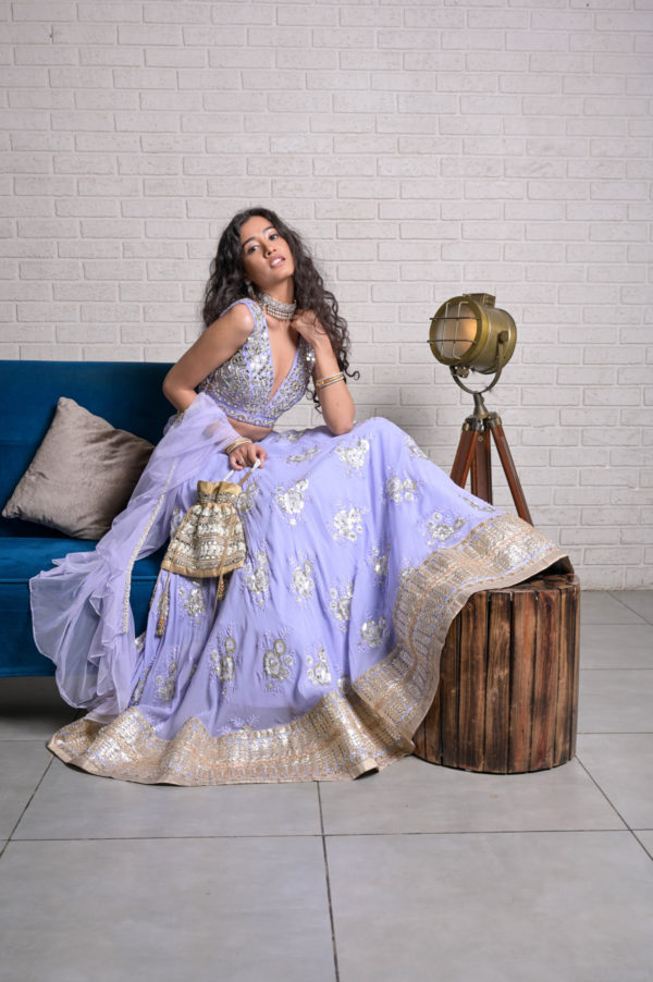 Periwinkle Blue Mirror Work Lehenga Set Black Thread Co Periwinkle Blue Mirror Work Lehenga Set Black Thread Co