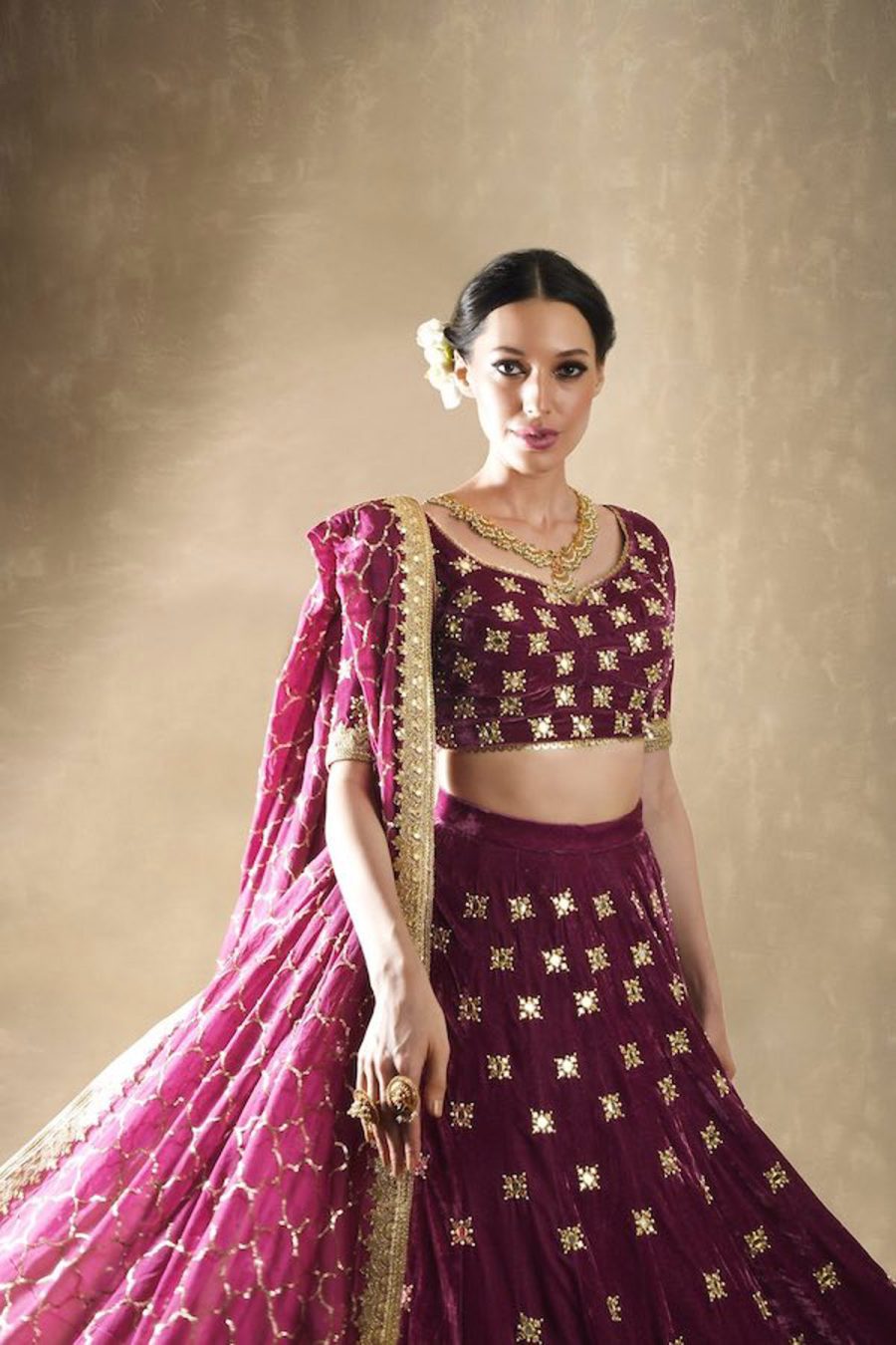 Petunia Velvet Pomegranate Lehenga Black Thread Co 6
