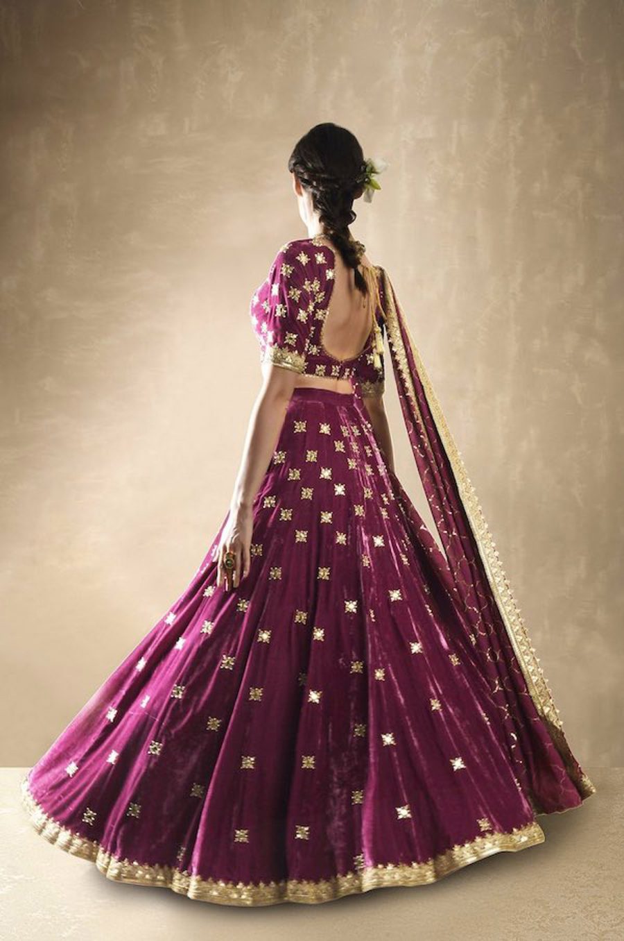 Petunia Velvet Pomegranate Lehenga Black Thread Co 5