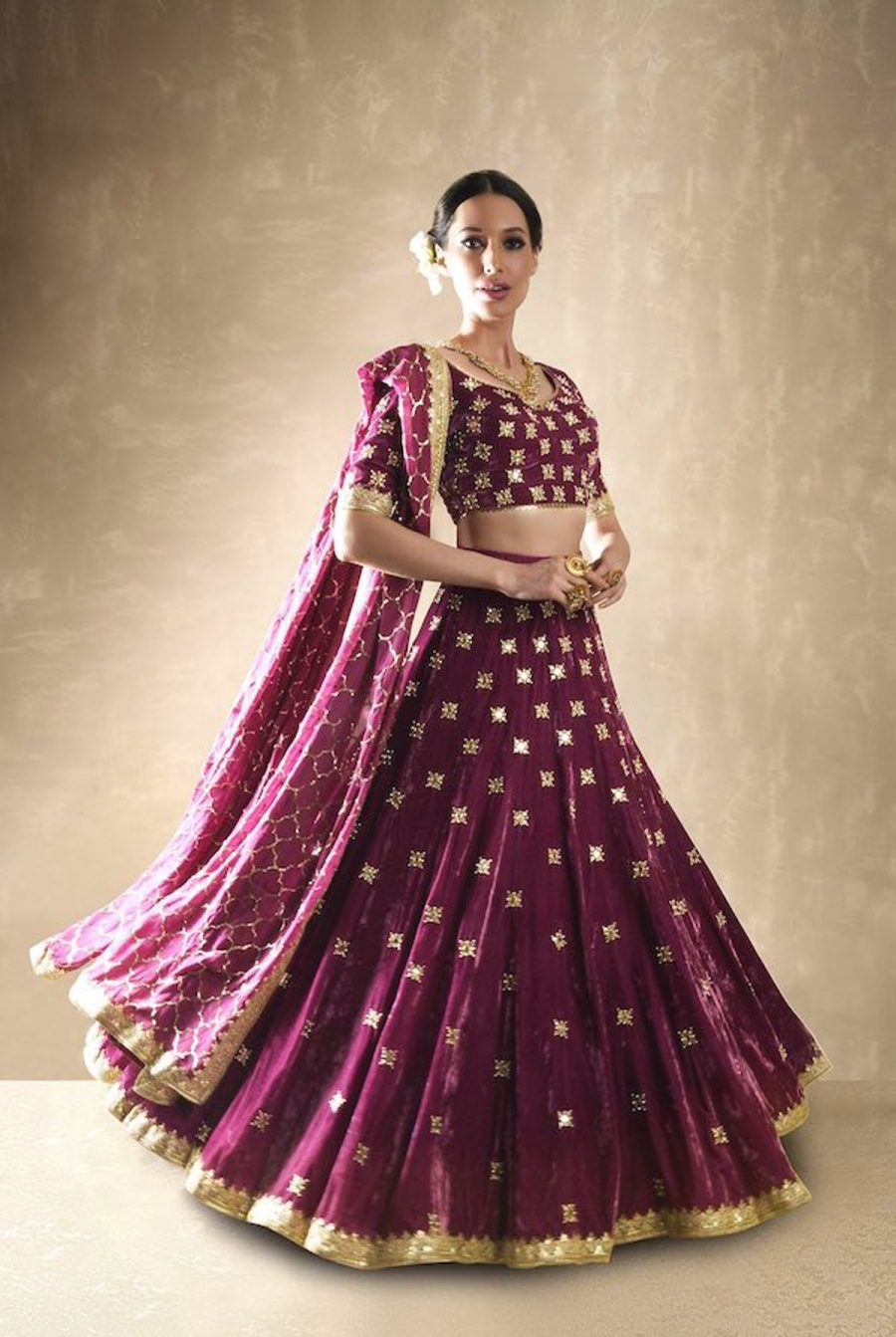 Petunia Velvet Pomegranate Lehenga Black Thread Co 4