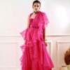 Rosie Pink Ruffle Saree - Image 2