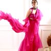 Rosie Pink Ruffle Saree - Image 3