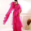 Rosie Pink Ruffle Saree - Image 4