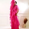 Rosie Pink Ruffle Saree - Image 5