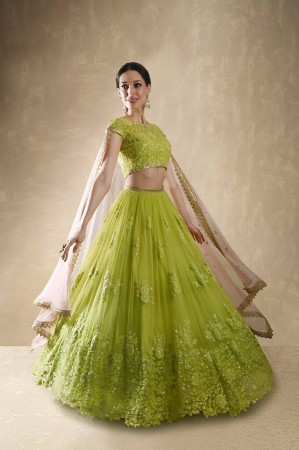 Starflower Lime Green Lehenga Black Thread Co