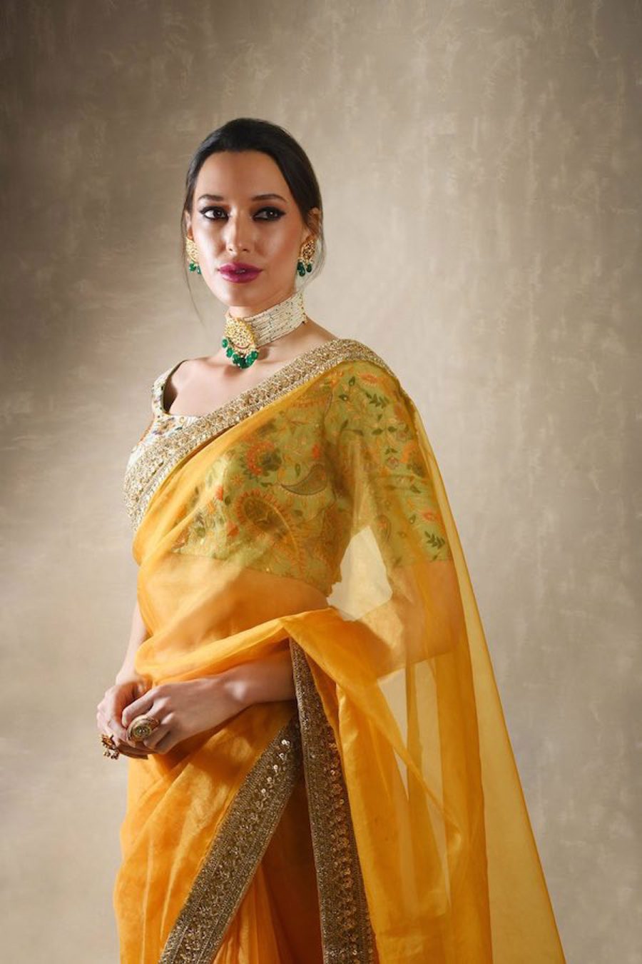 Sunflower Organza Mango Sari Black Thread Co 6