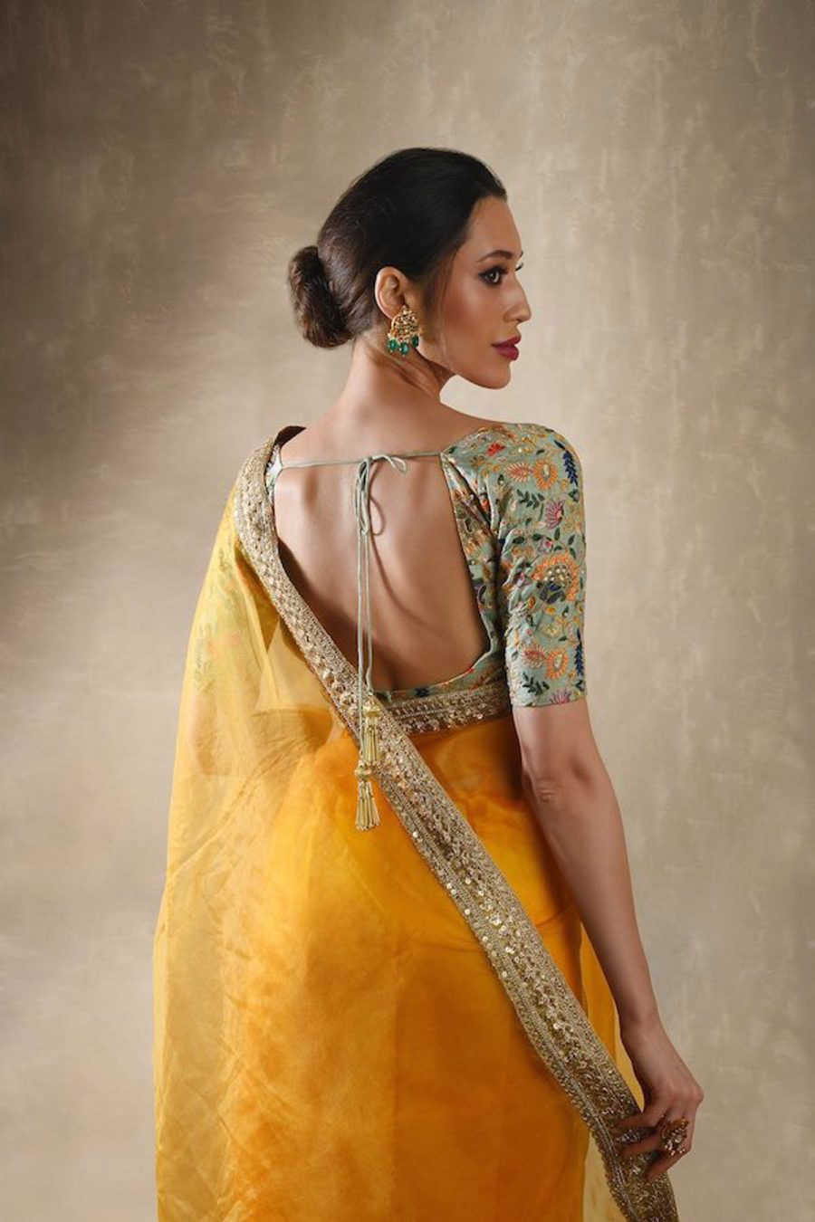 Sunflower Organza Mango Sari Black Thread Co 7