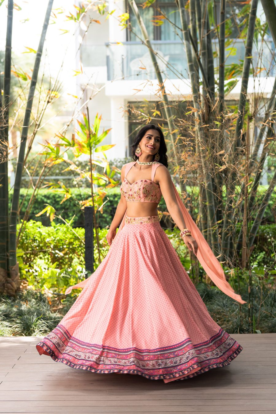 Tori Salmon Pink Lehenga - Image 5
