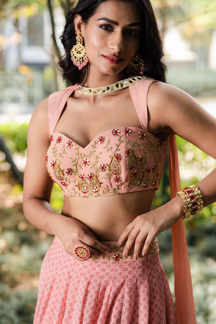 Tori Salmon Pink Lehenga - Image 3