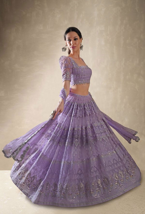 Viola Lilac Net Lehenga Black Thread Co Viola Lilac Net Lehenga Black Thread Co