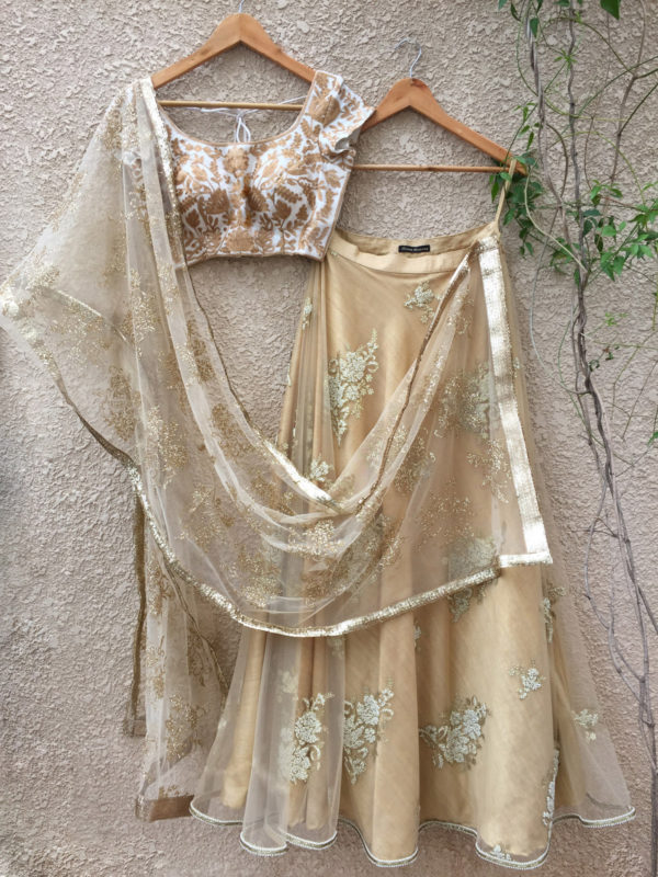 White Blouse Gold Lehenga Black Thread Co White Blouse Gold Lehenga Black Thread Co