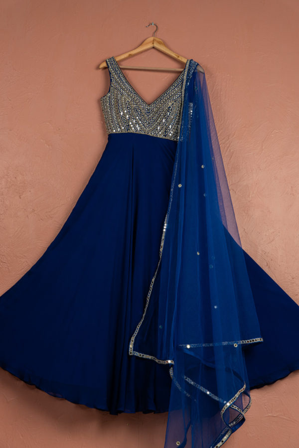 Azure Blue Anarkali Set Black Thread Co Azure Blue Anarkali Set Black Thread Co