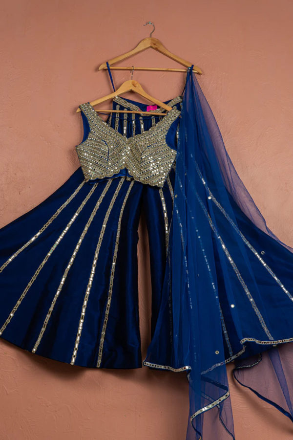 Azure Blue Sharara Set Black Thread Co Azure Blue Sharara Set Black Thread Co