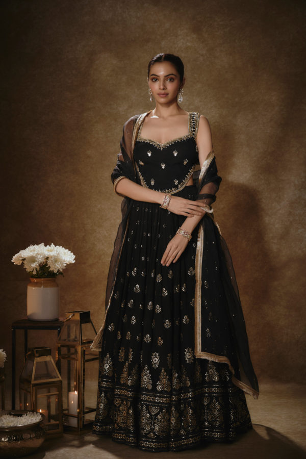 Shayra Black & Gold Lehenga Set Black Thread Co