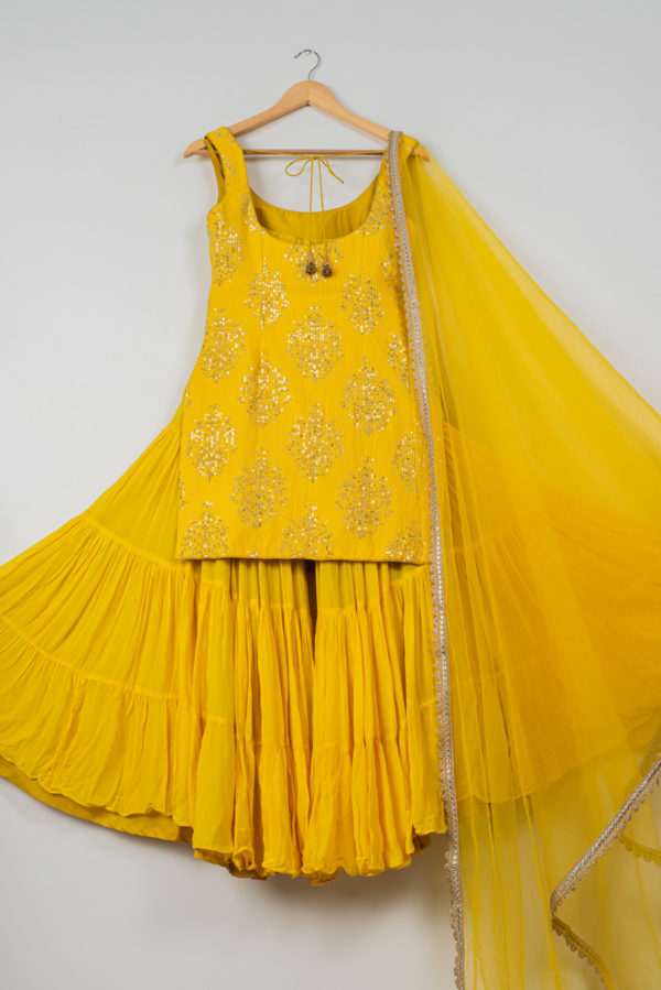 Daffodil Yellow Sharara Set Black Thread Co Daffodil Yellow Sharara Set Black Thread Co