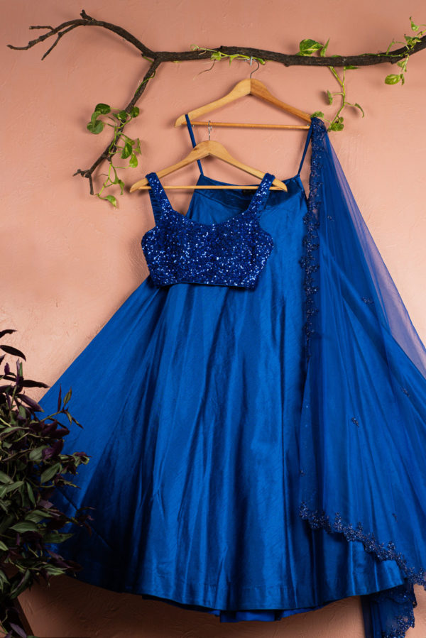 Cobalt Radiance Lehenga Set Black Thread Co Cobalt Radiance Lehenga Set Black Thread Co