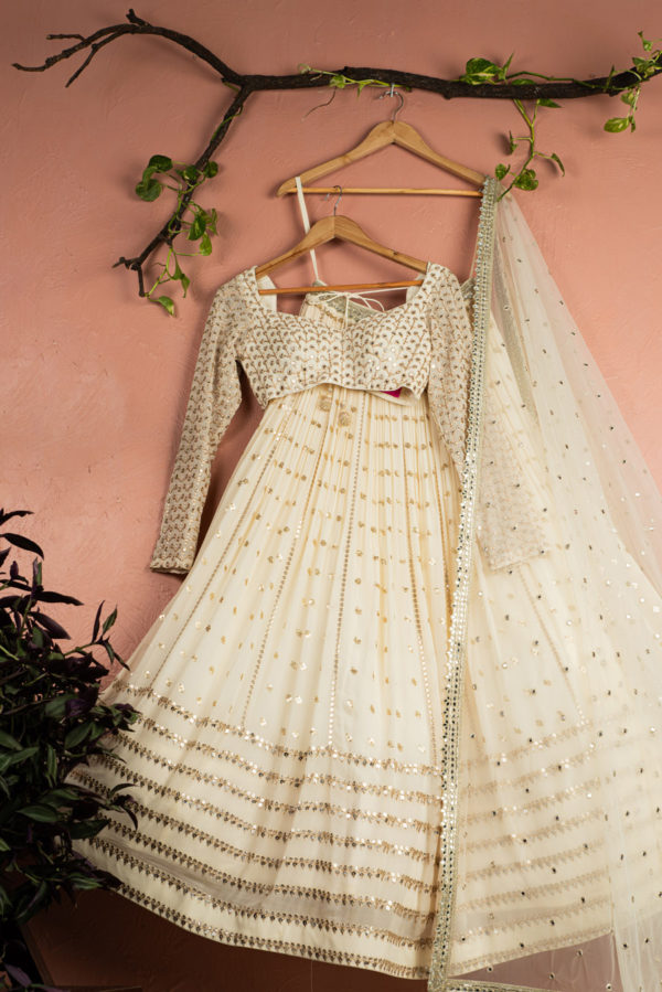 Ivory Radiant Sequin Lehenga Set Black Thread Co