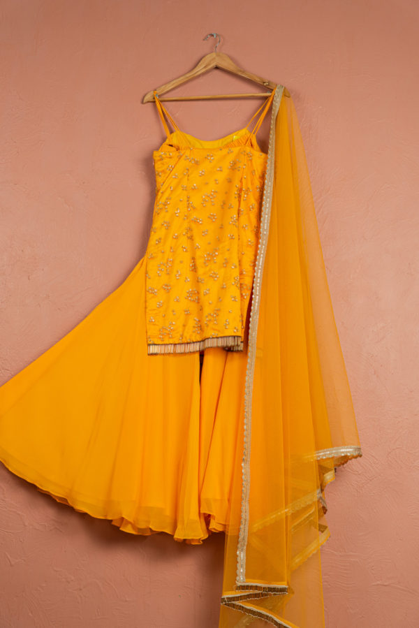 Mango Yellow Sharara Set Black Thread Co Mango Yellow Sharara Set Black Thread Co
