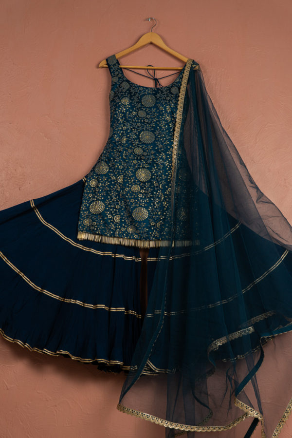 Navy Blue Sharara Set Black Thread Co Navy Blue Sharara Set Black Thread Co