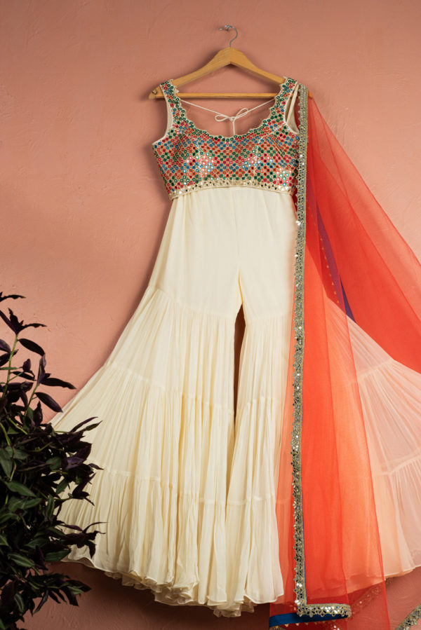 Ivory Kaleidoscope Dream Sharara Set Black Thread Co Ivory Kaleidoscope Dream Sharara Set Black Thread Co