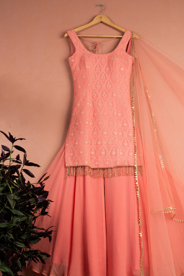 Coral Sharara Set Black Thread Co Coral Sharara Set Black Thread Co